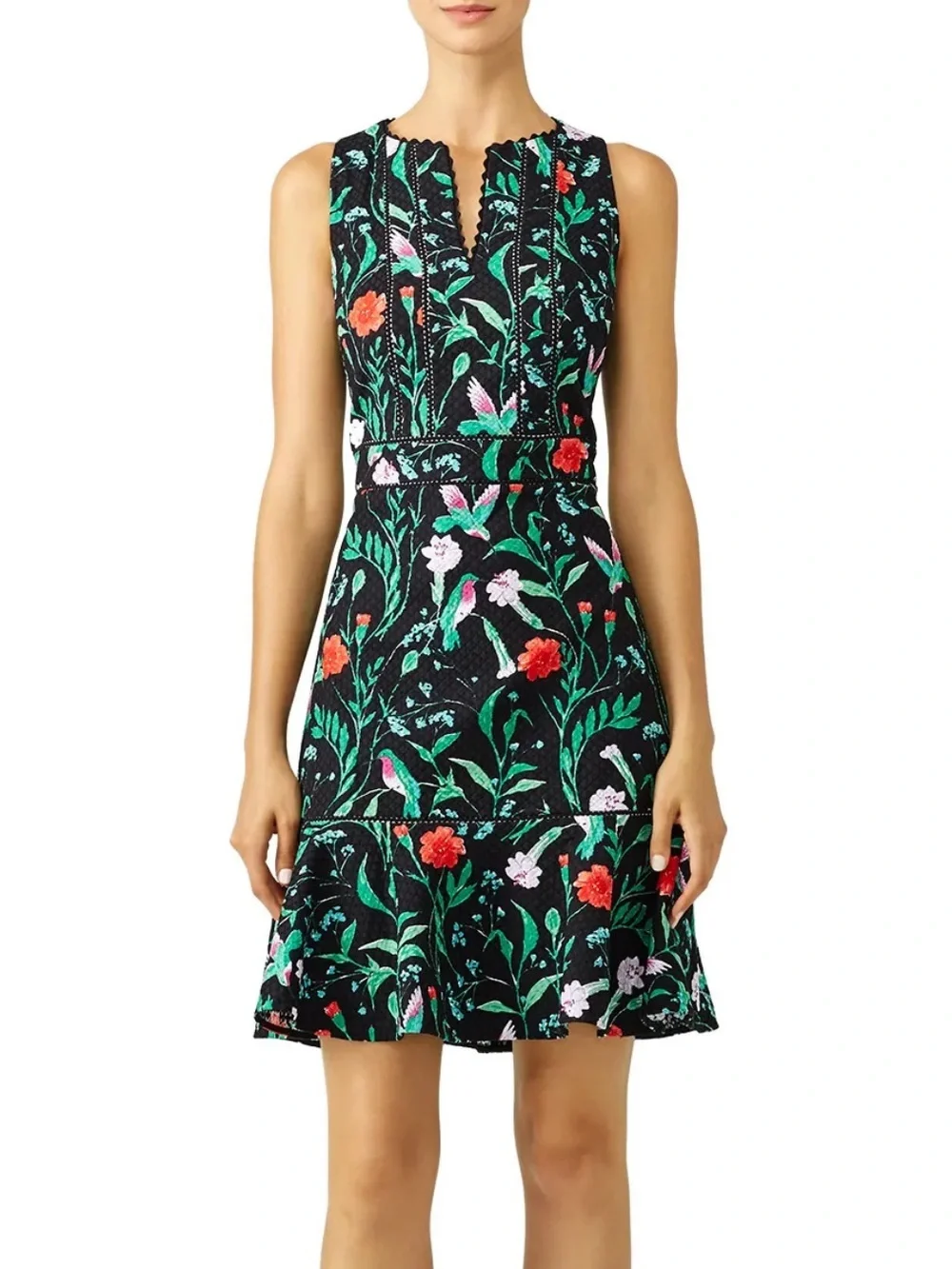 Kate Spade Jardin Tile Jacquard Dress Women’s Size 8 Floral Hummingbird Cocktail
